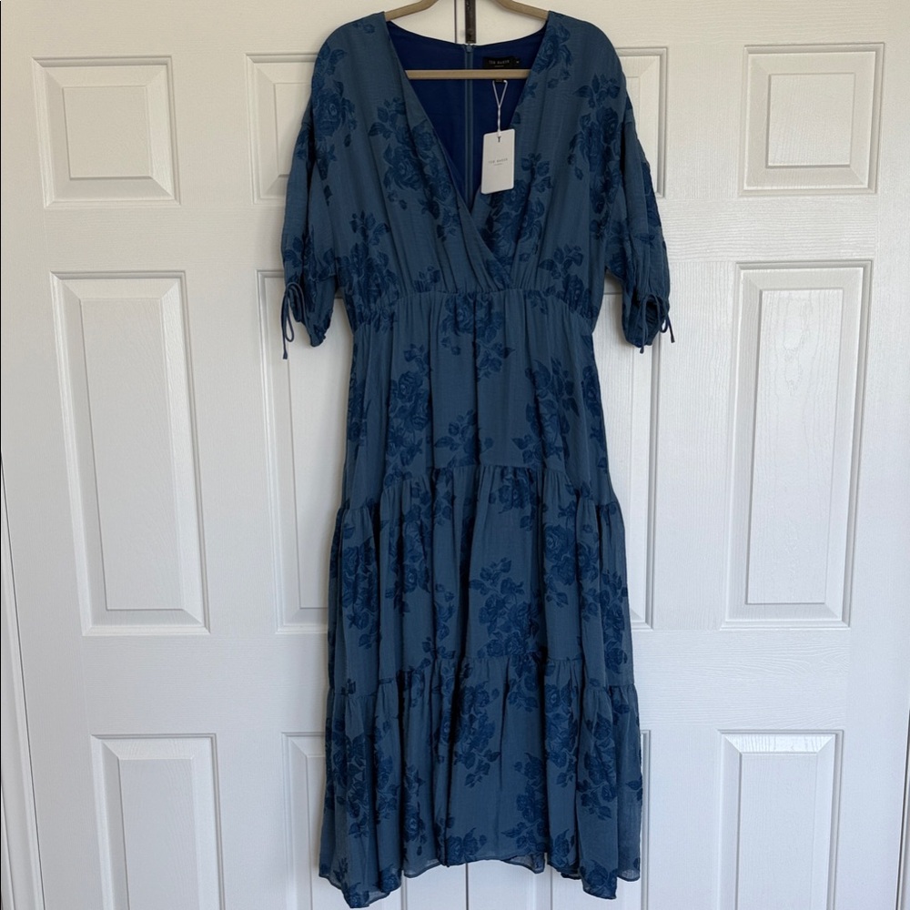 Ted Baker Teal Floral Midi Dress